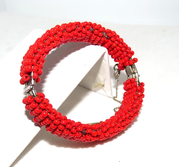 Miriam Haskell Red Bead Bangle Bracelet - image 4