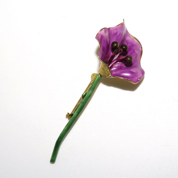 Vintage Sandor Purple Enamel Flower Pin - image 2