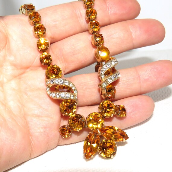 Vintage Eisenberg Bright Light Brown Rhinestone N… - image 3