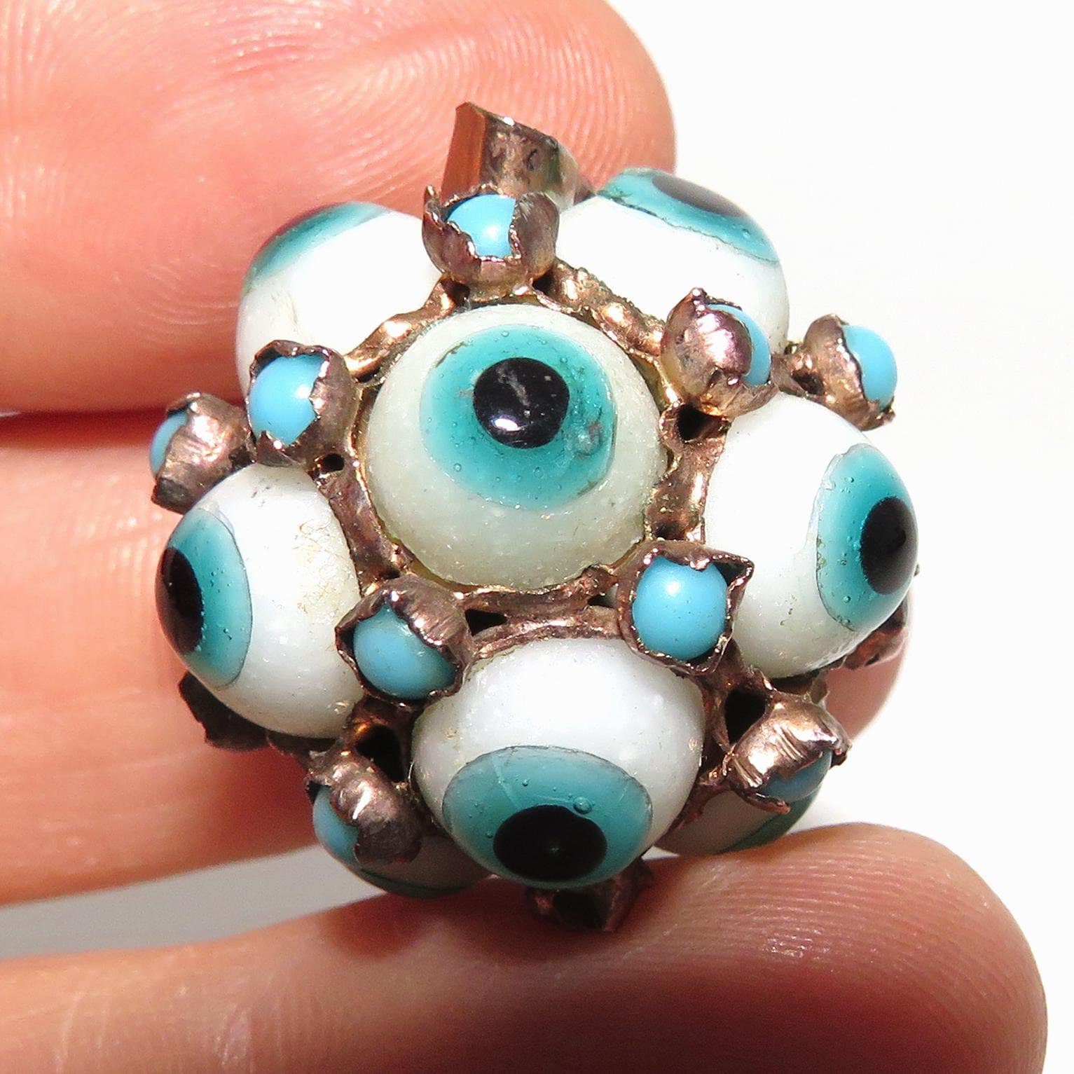 Evil Eye ナザール チャーム　ビンテージ　目　アイボール　目玉　古着 Vintage Large Multi-eye Evil Eye Pendant - 12 Eyes - Etsy