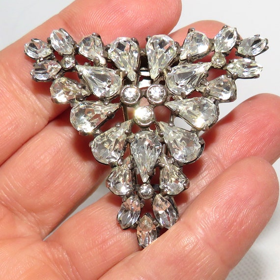 40’s Eisenberg Sterling Silver Rhinestone Screw Back Earrings main image 0