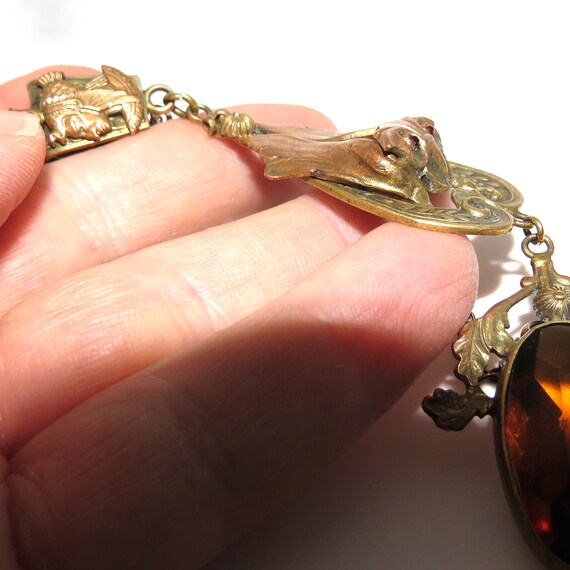 Art Nouveau Flying Owl Watch Fob  - Pendant - Signed "Dunn" View 6
