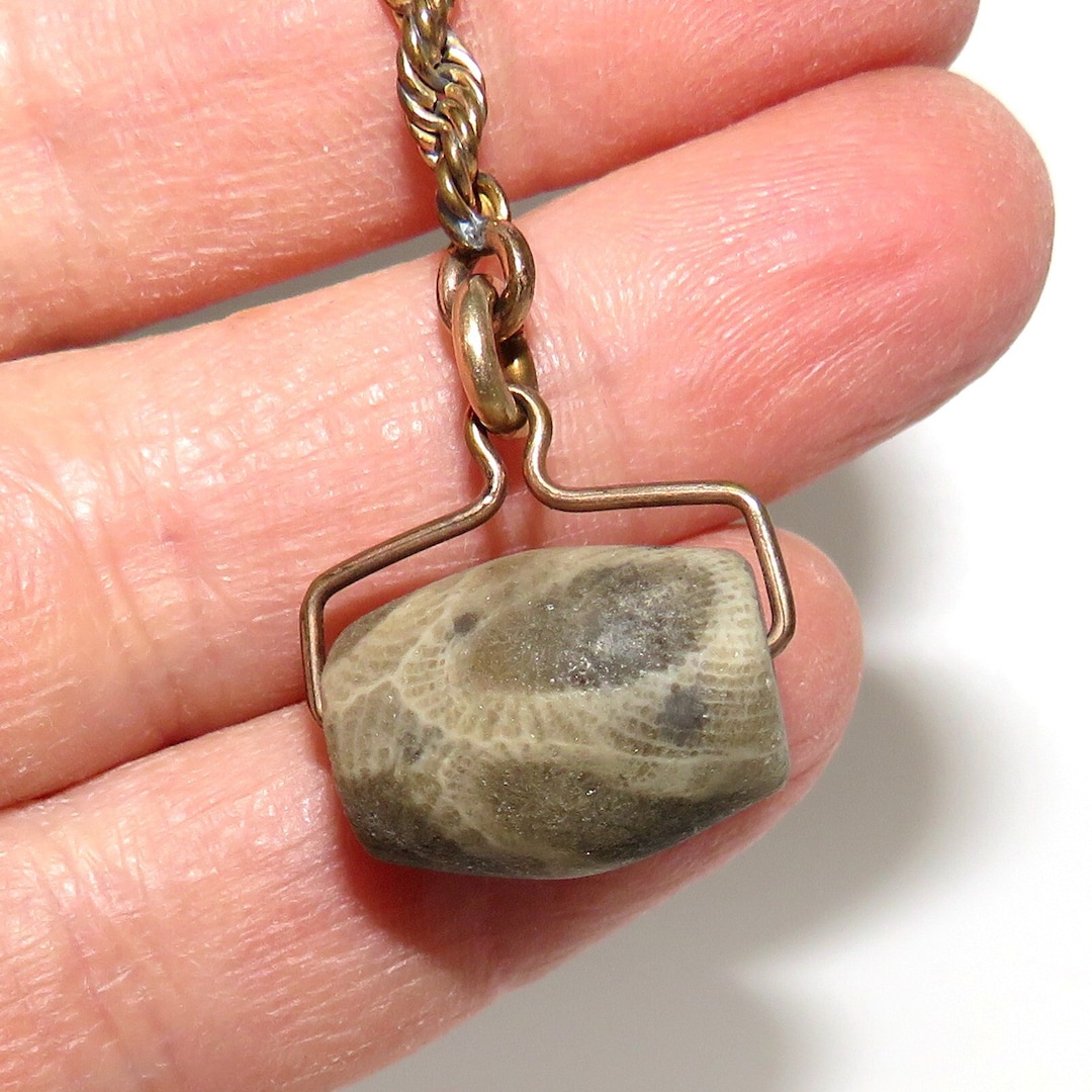 Victorian Petoskey Stone Barrel Fob - Etsy