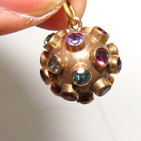 18 K and Multi Gemstone Sputnik Pendant on 14 K C… - image 6