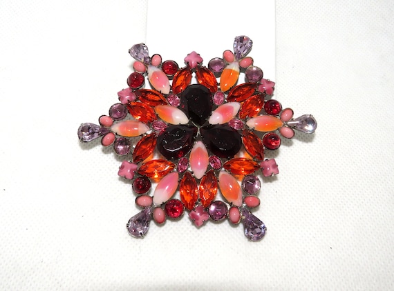 Kenneth Jay Lane Multi Color Rhinestone Snowflake… - image 1