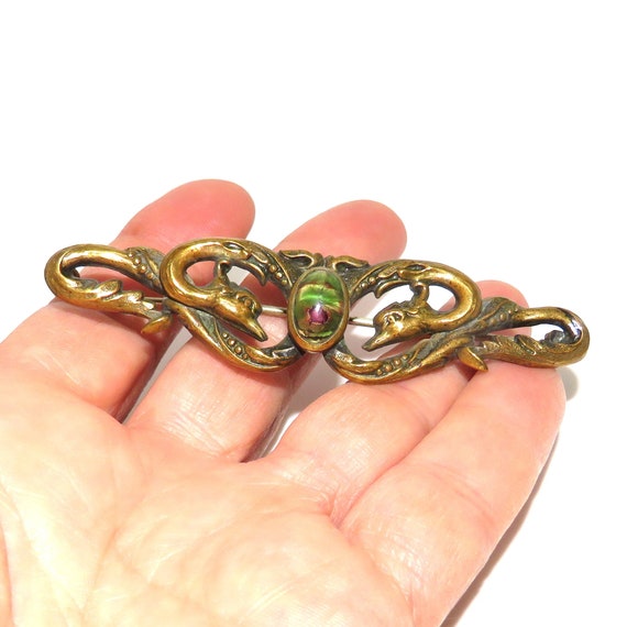 Art Nouveau Sash Pin - Two Snakes