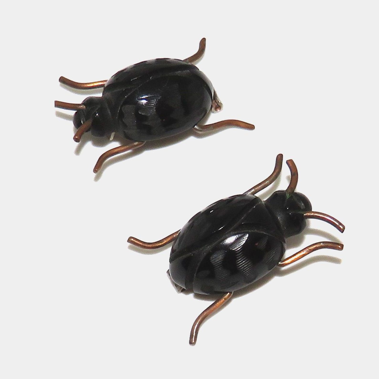 Pair of Carved Chocolate Brown Bakelite Bug Pins With Metal Legs - Etsy