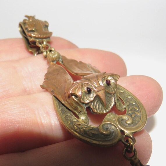 Art Nouveau Flying Owl Watch Fob  - Pendant - Signed "Dunn" View 4