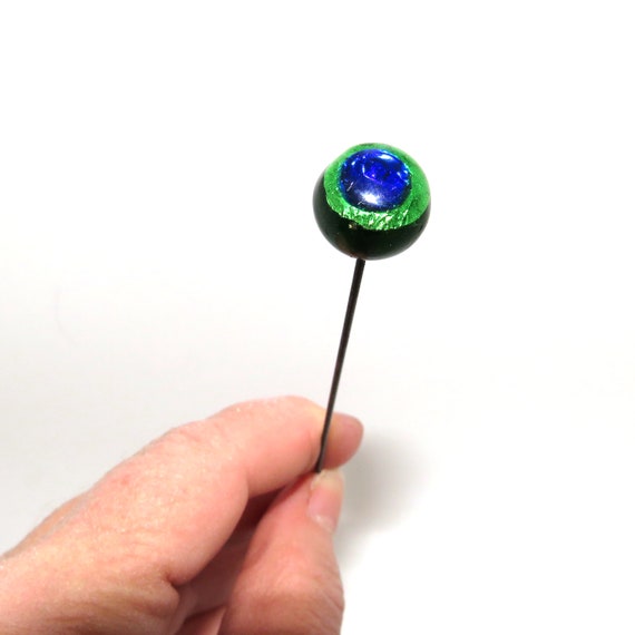 Peacock Eye Glass Hatpin - image 1