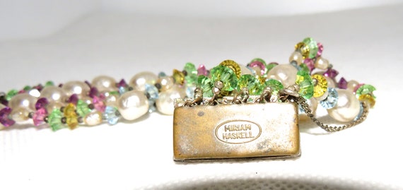 Miriam Haskell Pearl and Colored Crystal Bracelet - image 2