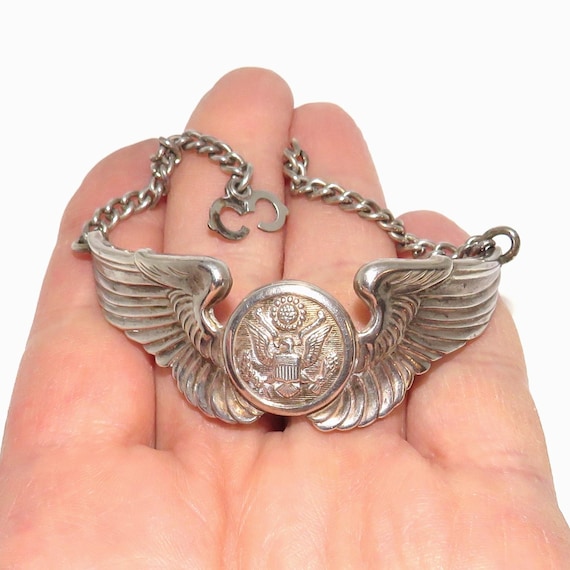 WW2 40s 米軍 sterling bracelet スウィートハート Vintage WWII ARMY Sweet Heart Bracelet with Forget Me Not Flowers