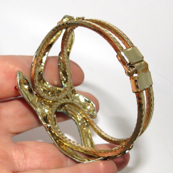 Vintage Snake Clamp Bangle and Clip Earrings View 2