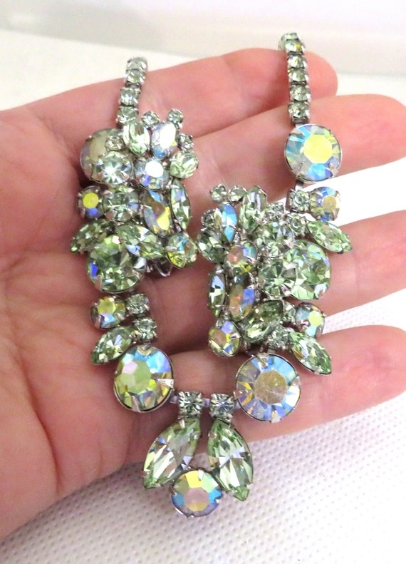 Weiss Green Rhinestone Necklace and Earrings Set - image 7