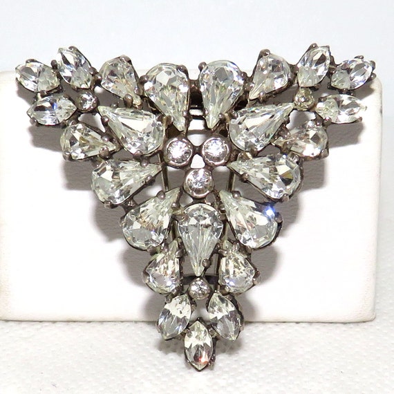 40’s Eisenberg Sterling Silver Rhinestone Screw Back Earrings