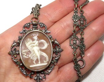 Late Victorian Cameo Locket on Ornate Chain