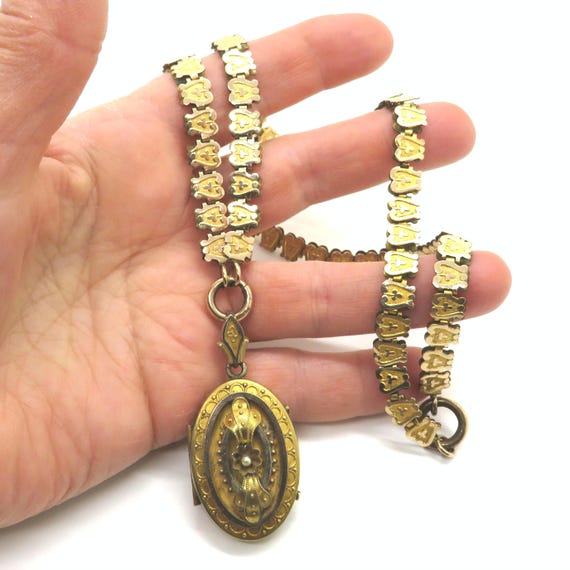 Victorian Gold-Filled Locket on Fancy Gold-Filled Bookchain