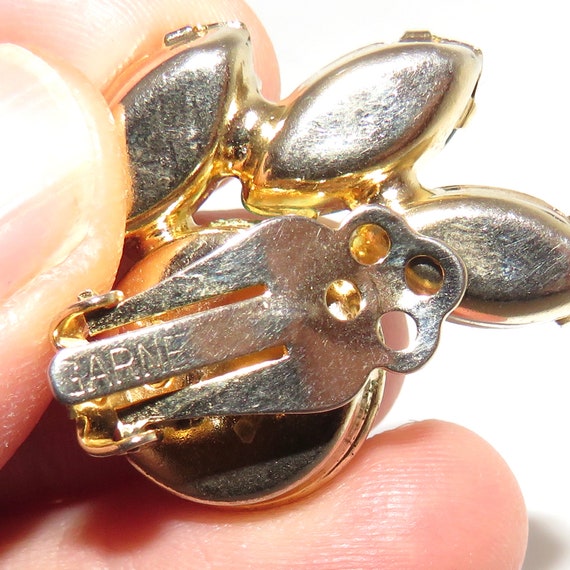 Garne Large Green Rhinestone Pin and Clip Earring… - image 5