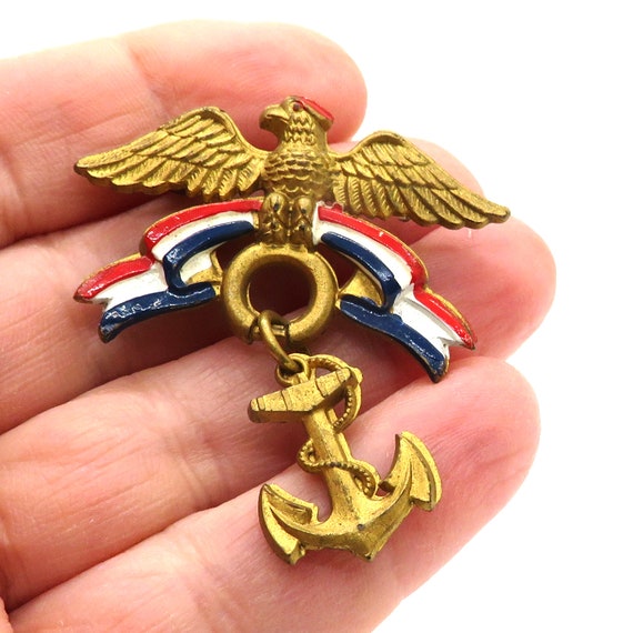 WWII Home Front Plastic Navy Eagle Pin - image 3