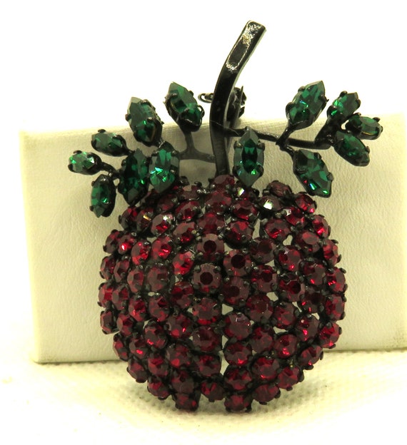 Austria Rhinestone Apple Pin - image 3