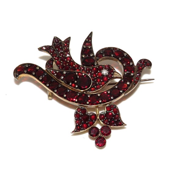 Victorian Garnet Bird Pin