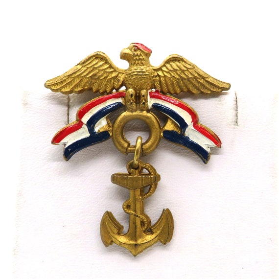 WWII Home Front Plastic Navy Eagle Pin - image 1