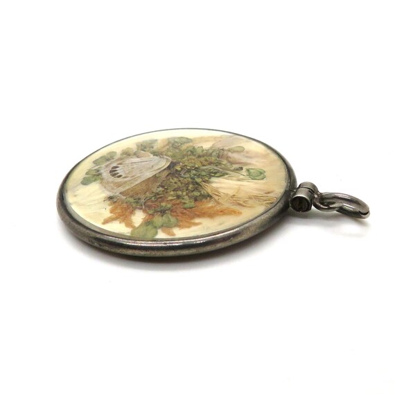 Real Double Sided Tiny Butterfly under Glass Pend… - image 2