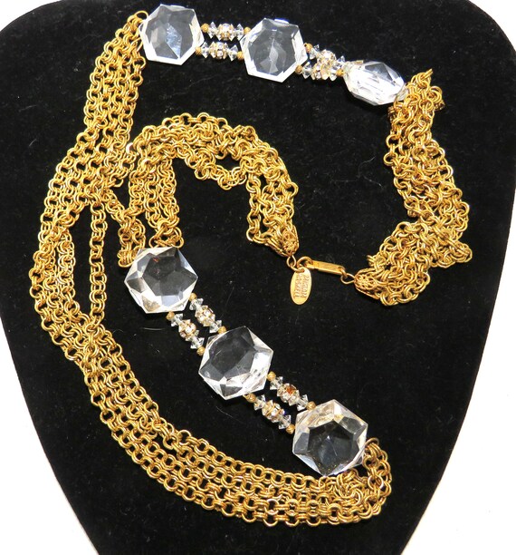 Miriam Haskell Plastic Crystal and Chain Necklace… - image 6