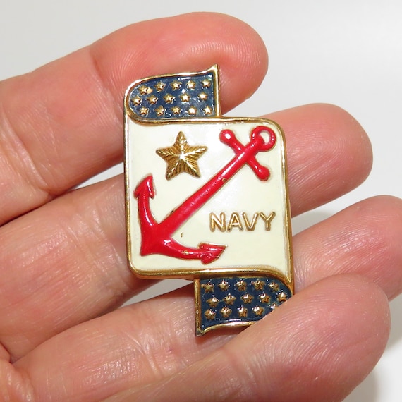 Accessocraft WWII Sterling Red White and Blue Enamel Navy