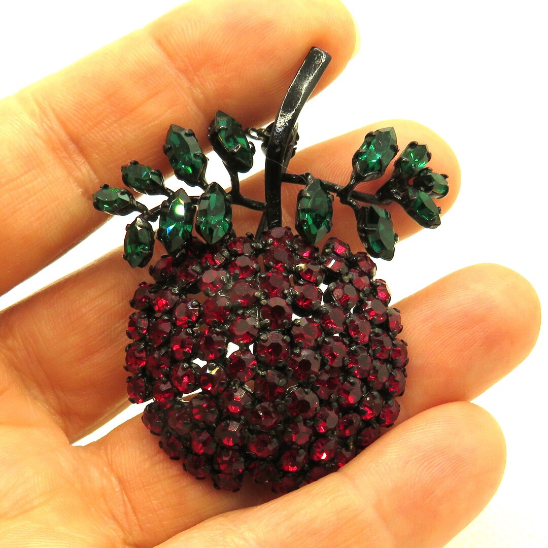 Apple Rhinestone Austria Rhinestone Apple Pin - Etsy