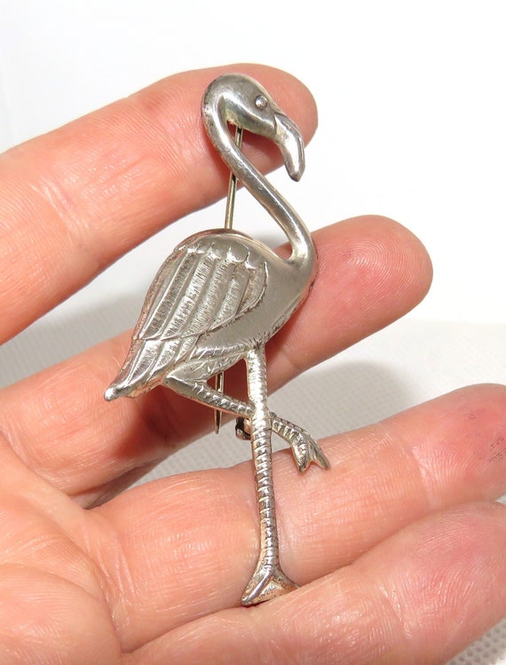 Sterling Flamingo Pin