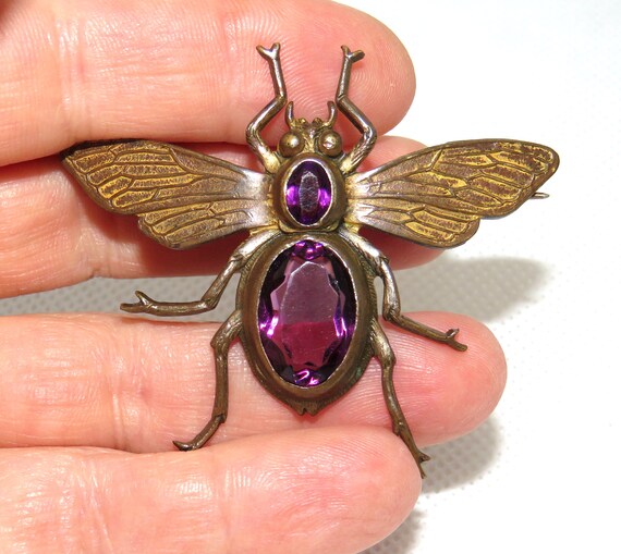 Art Nouveau Purple Bee Sash Pin - image 3