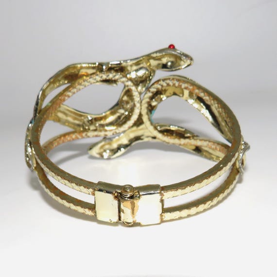 Vintage Snake Clamp Bangle and Clip Earrings View 4