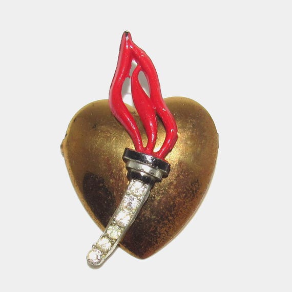 WWII ROTC Sweetheart Pin with Torch and Heart - image 2