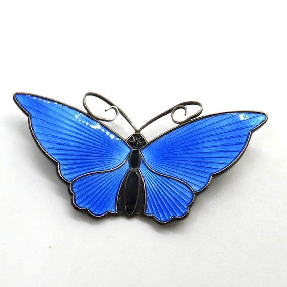 David-Anderson Norway Sterling Blue Enamel Butterfly Pin