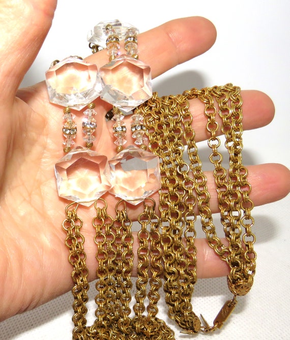 Miriam Haskell Plastic Crystal and Chain Necklace… - image 7
