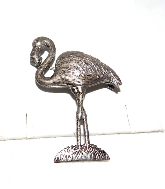 Sterling Flamingo Pin