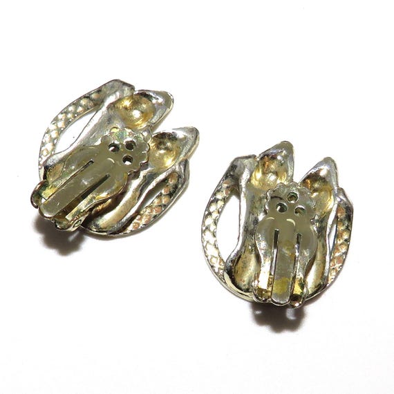 Vintage Snake Clamp Bangle and Clip Earrings View 6
