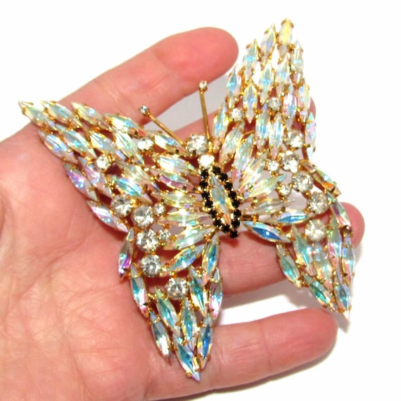 Aurora Borealis Rhinestone Butterfly Pin - Juliana?