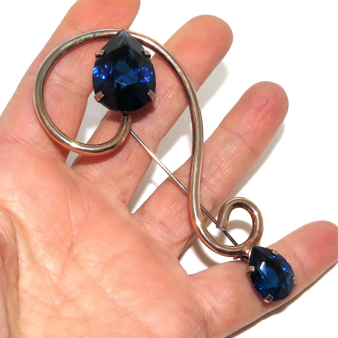 Large Retro Sterling Question Mark Pin With Blue Stones - Etsy