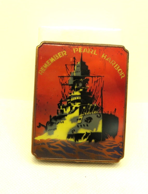 Wwii Lampl Large Remember Pearl Harbor Brooch Patriot Gem