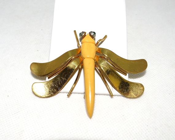 Bakelite and Brass Dragonfly Pin - image 1