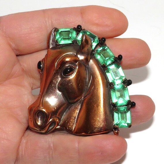 Atlantic 1941 Retro Copper Tone Horse Head Pin - image 1