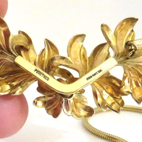 Forstner Gold Filled Leaf Necklace and Screw Earr… - image 2