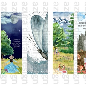 Naturebookmark Printable Bookmark Digital Bookmark Set of 4 - Etsy