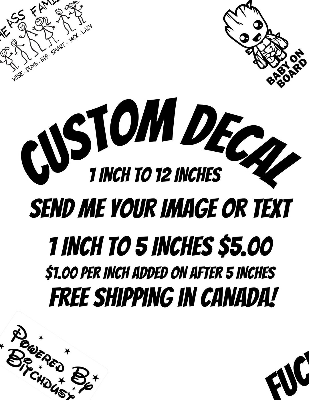 Custom Car Decal Vinyl Decal Decal Car Bumper Sticker Etsy