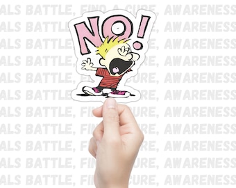 Calvin and Hobbes NO! Sticker | Cartoon Decals for Fans of Bill Watterson's Comic
