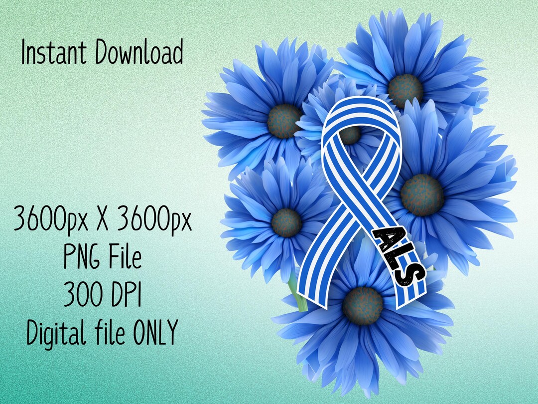 ALS Awareness PNG: Blue Ribbon & Cornflower Design (digital Download ...