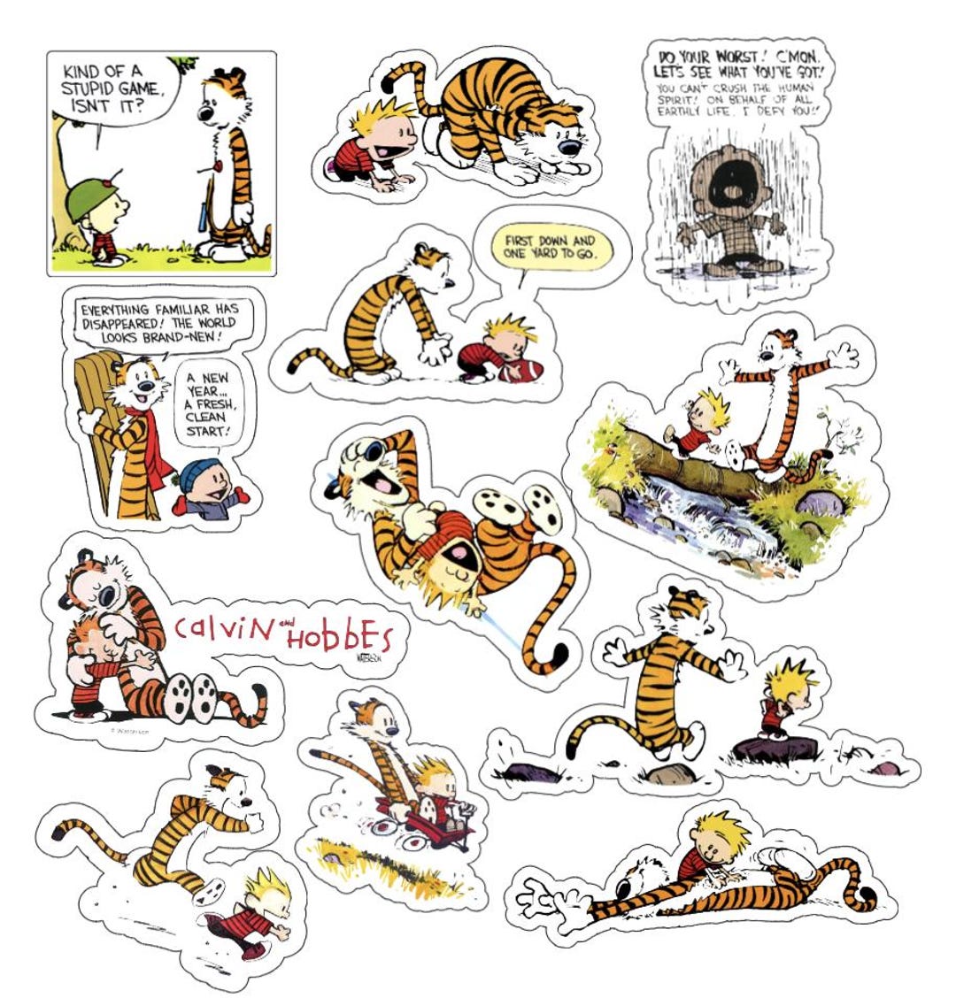 Calvin and Hobbes Cartoon Sticker Set - Etsy