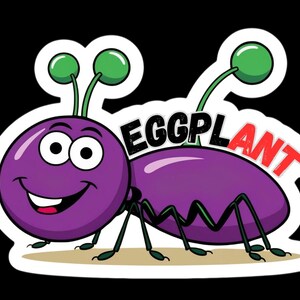 The Ant cartoon EGGPLANT sticker great for your laptops, mugs, phones and more.
