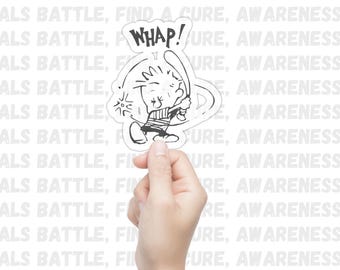 Sticker home run Calvin and Hobbes : sticker dessin animé